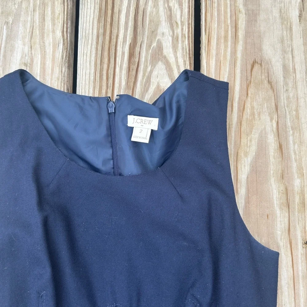 J.Crew Dress Sz‎ 2 Allie In Festival Blue Wool Blend Sleeveless Sheath